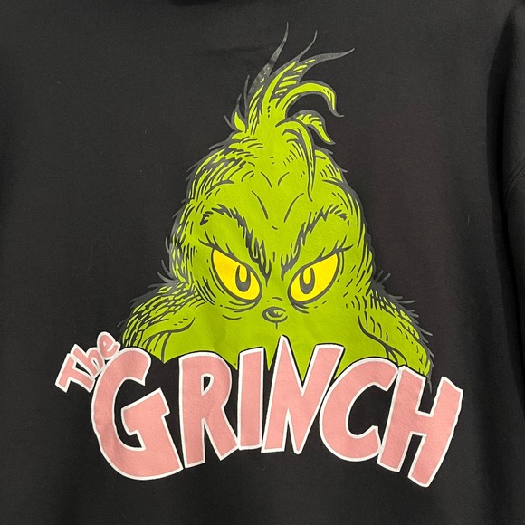 Dr. Seuss The Grinch Tops - The Grinch Zip Hoodie Womens M Black Pink Graphic 2023 Christmas Dr Seuss Fleece
